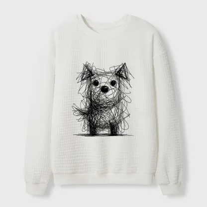 Tokyo-Tiger Scruffy Dog Chaos Art Waffle Sweatshirt