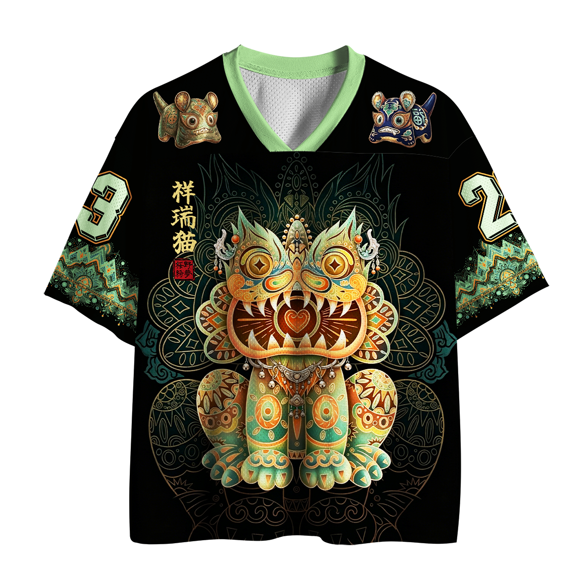 Tokyo-Tiger Tribal Auspicious Cat Mesh Jersey