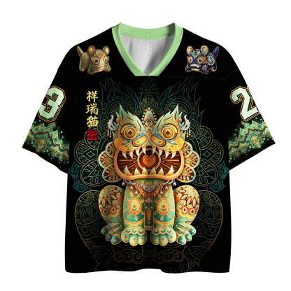 Tokyo-Tiger Tribal Auspicious Cat Mesh Jersey