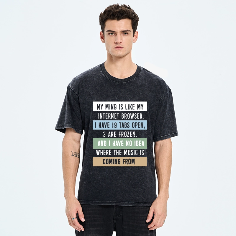 Tokyo-Tiger Funny Brain Tab Meme Washed T-Shirt