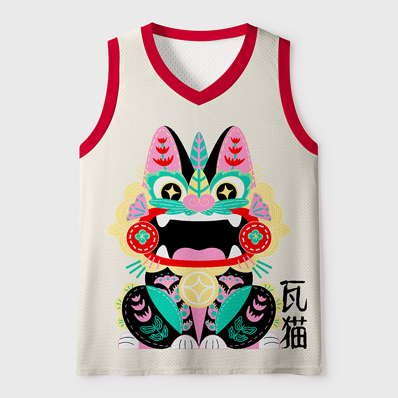 Tokyo-Tiger Lucky Tile Cat No.66 Mesh Tank Top