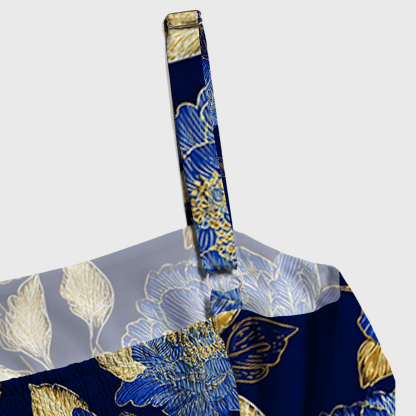 Tokyo-Tiger Gilded Navy Peony Maxi Dress