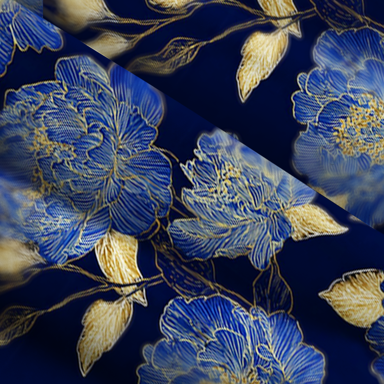 Tokyo-Tiger Gilded Navy Peony Maxi Dress