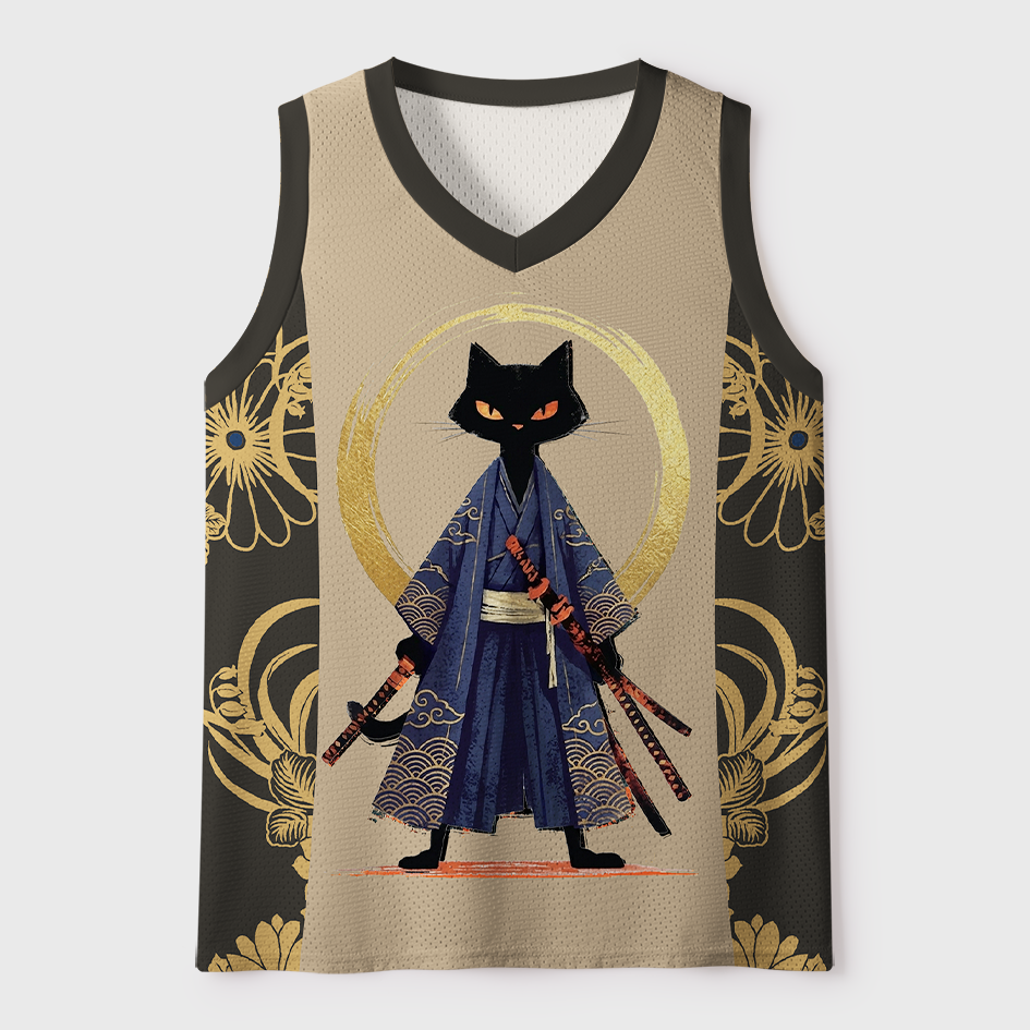 Tokyo-Tiger Samurai Black Cat Mesh Tank Top