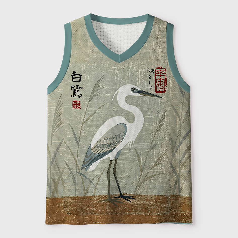 Tokyo-Tiger Shirasagi & Reed Mesh Tank Top