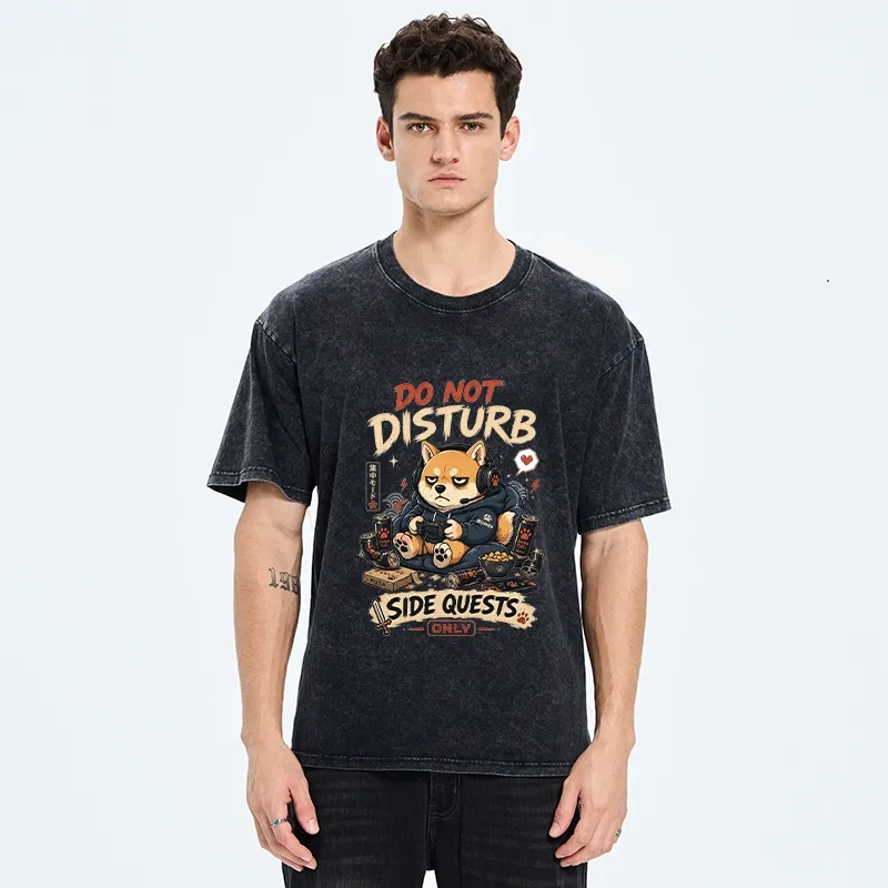 Tokyo-Tiger Do Not Disturb Gamer Shiba Mode Washed T-Shirt