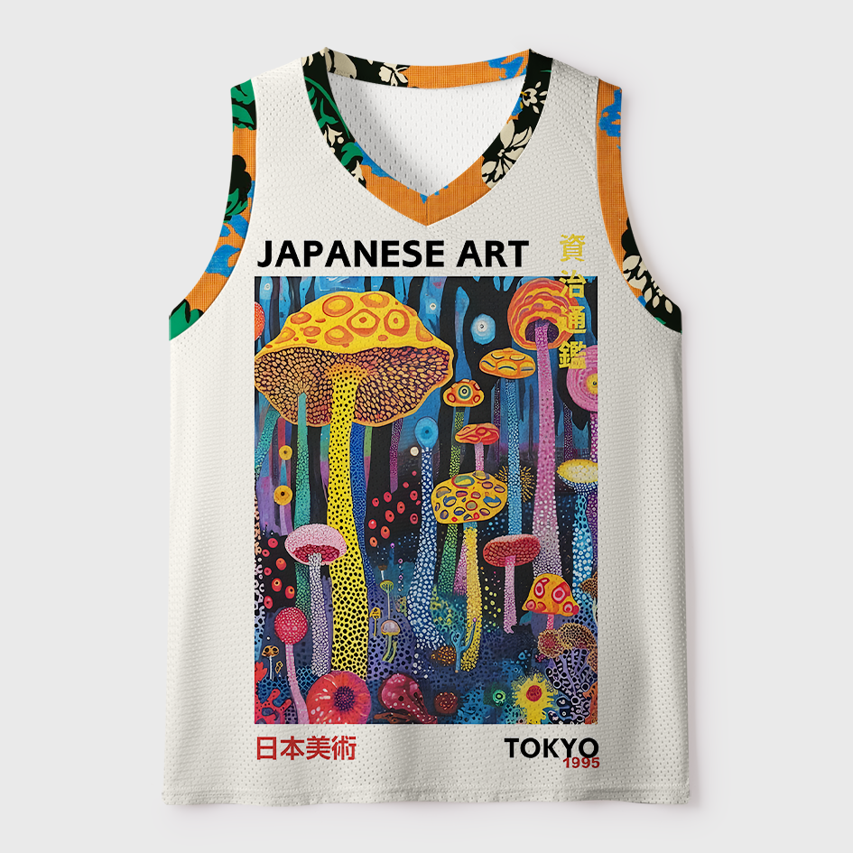 Tokyo-Tiger Polka Dot Mushroom Forest Mesh Tank Top