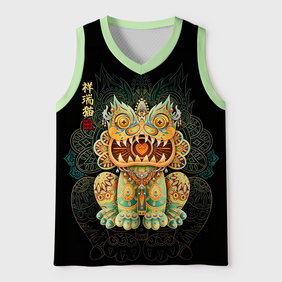 Tokyo-Tiger Tribal Auspicious Cat Mesh Tank Top