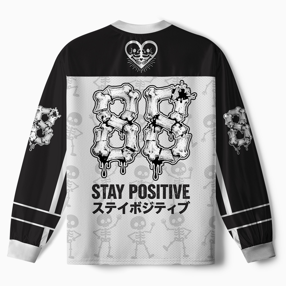 Tokyo-Tiger Stay Positive Skull Paneled Long Sleeve Jersey