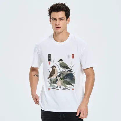 Tokyo-Tiger Cute Little Birds Japanese Folk Print Classic T-Shirt
