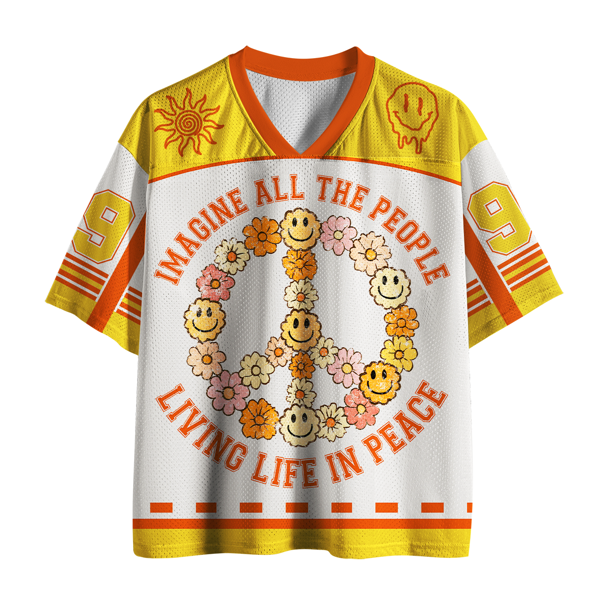 Tokyo-Tiger Choose Peace Smiley Bloom Mesh Jersey