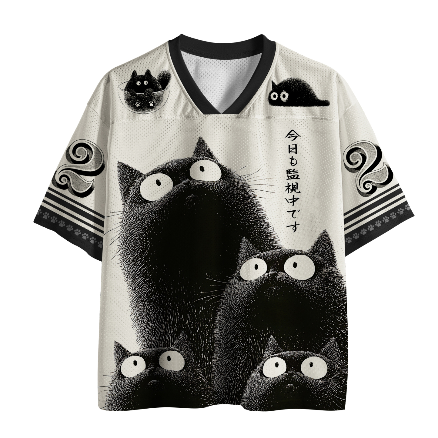 Tokyo-Tiger Four Cats Staring At You Mesh Jersey Sale