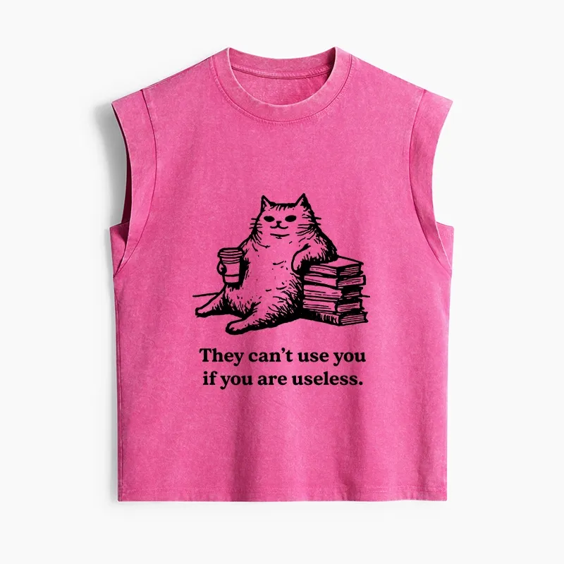 Tokyo-Tiger Cat Proving Uselessness Is A Superpower Women's Washed Tank Tops