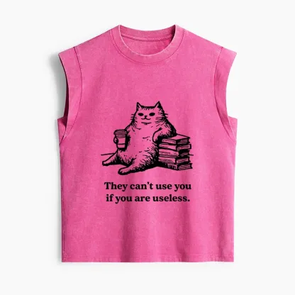 Tokyo-Tiger Cat Proving Uselessness Is A Superpower Women's Washed Tank Tops