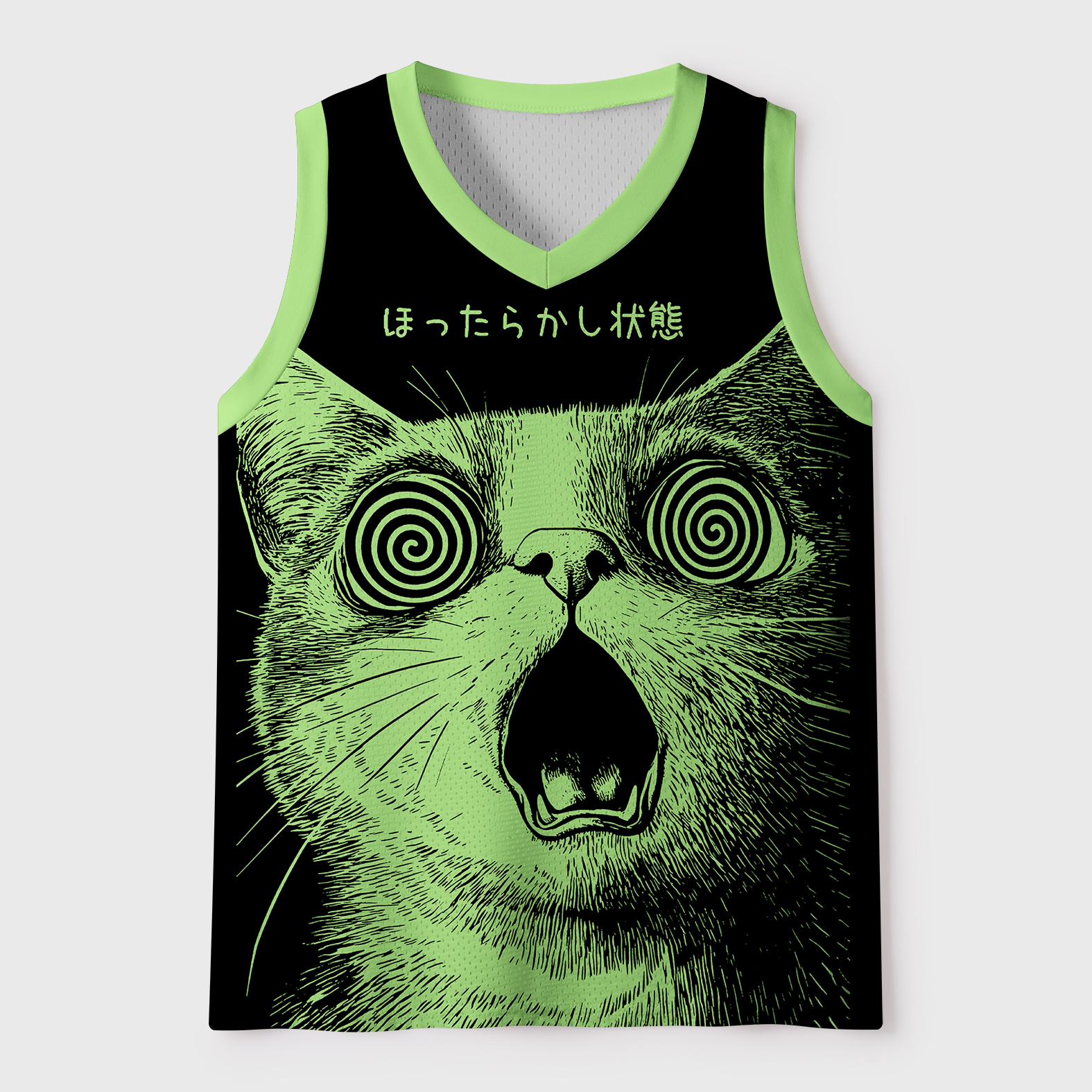 Tokyo-Tiger Confused Cat Japanese Mesh Tank Top