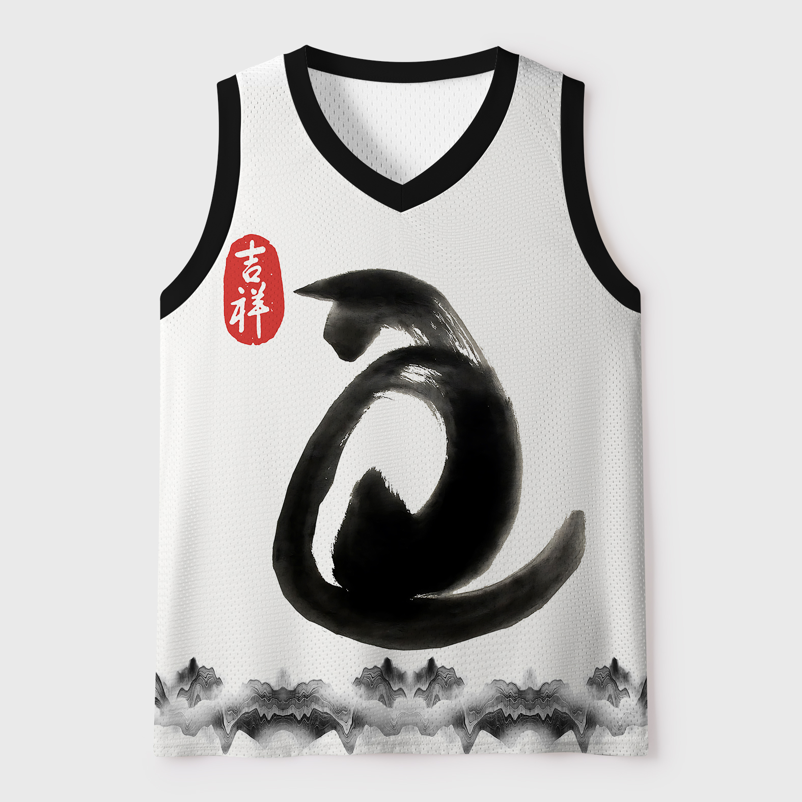 Tokyo-Tiger Vintage Ink Cat Mesh Tank Top