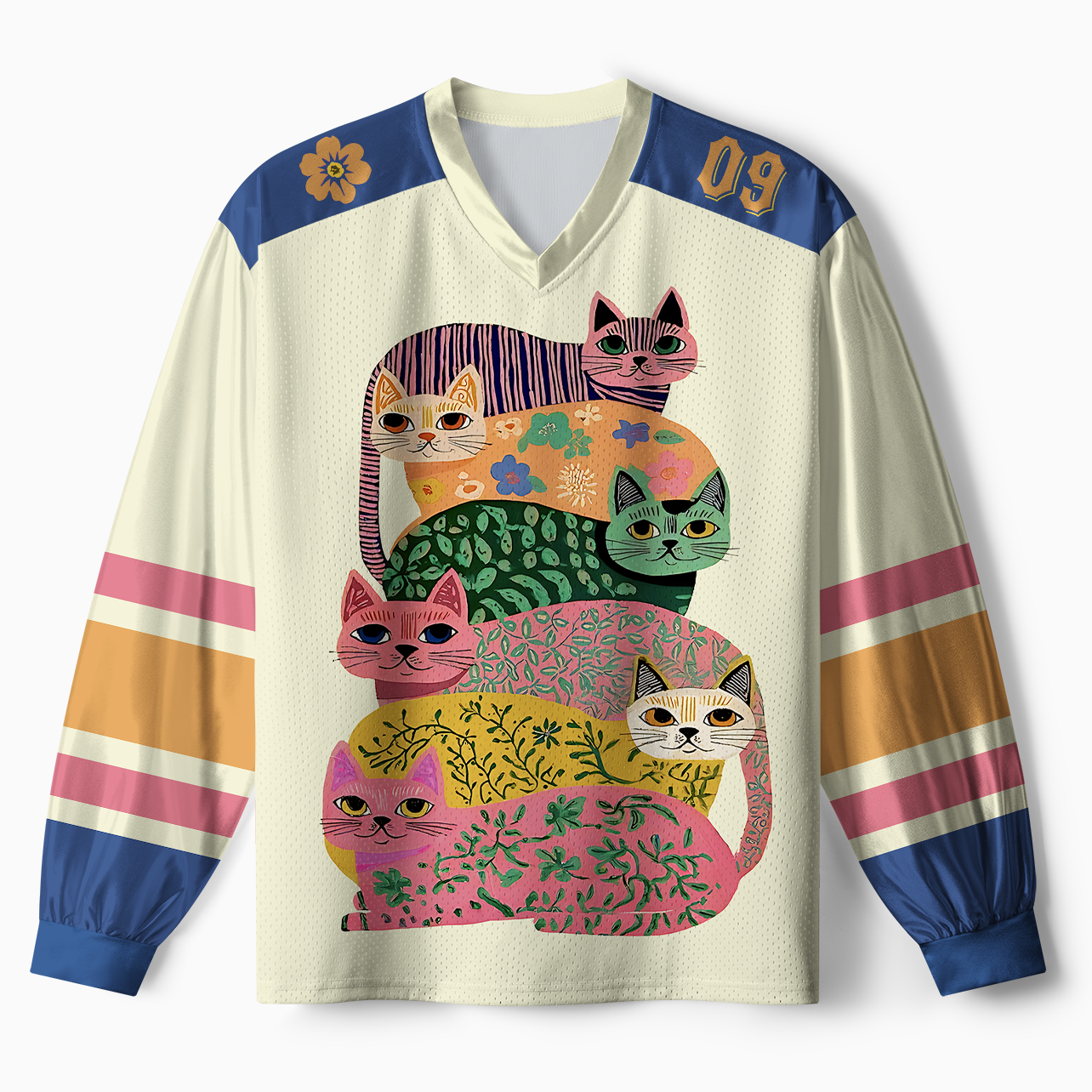 Tokyo-Tiger The Cat Stack Wave Paneled Long Sleeve Jersey