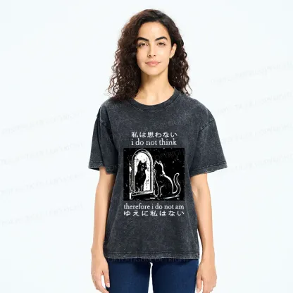 Tokyo-Tiger Thinking Black Cat Washed T-Shirt