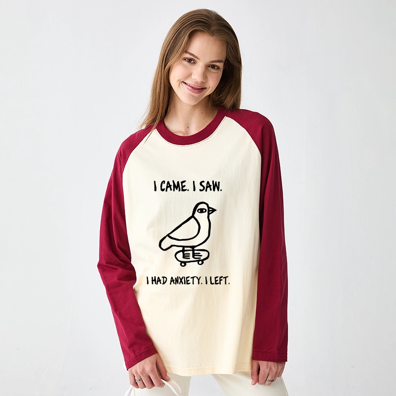 Tokyo-Tiger Funny Meme Bird Just Needs A Break Raglan Long Sleeve T-shirt