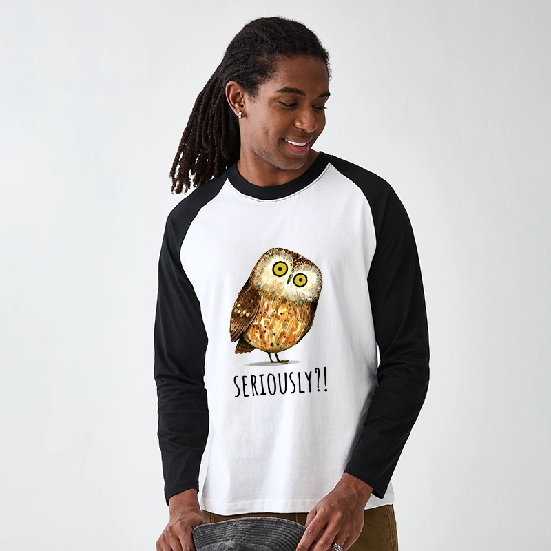 Tokyo-Tiger Seriously Confused Owl Meme Art Raglan Long Sleeve T-shirt