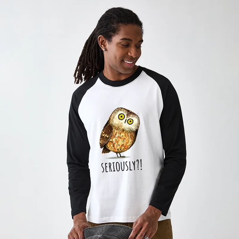 Tokyo-Tiger Seriously Confused Owl Meme Art Raglan Long Sleeve T-shirt