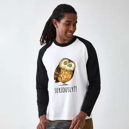 Tokyo-Tiger Seriously Confused Owl Meme Art Raglan Long Sleeve T-shirt
