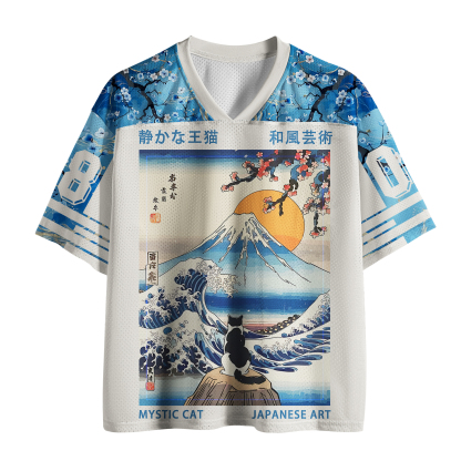 Tokyo-Tiger Mystic Cat At Mount Fuji Mesh Jersey