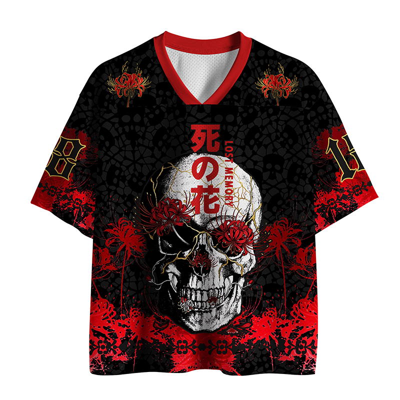 Tokyo-Tiger Dark Goth Spider Lily Skull Art Mesh Jersey