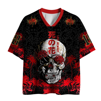 Tokyo-Tiger Dark Goth Spider Lily Skull Art Mesh Jersey