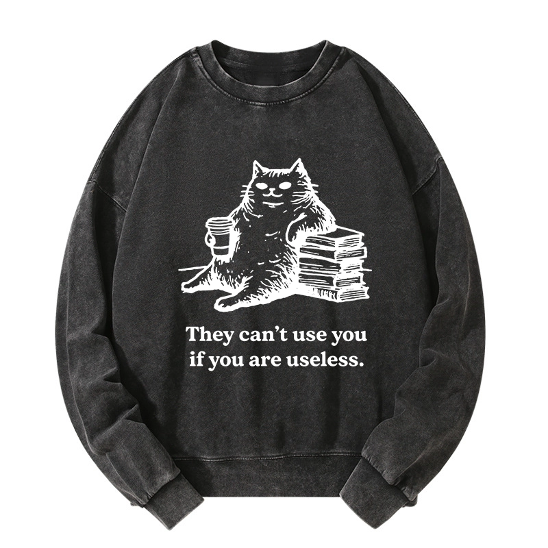 Tokyo-Tiger Cat Proving Uselessness Is A Superpower Washed Sweatshirt