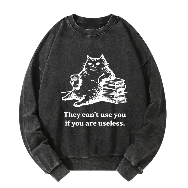 Tokyo-Tiger Cat Proving Uselessness Is A Superpower Washed Sweatshirt