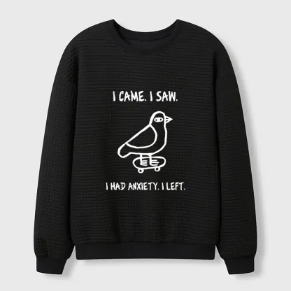 Tokyo-Tiger Funny Meme Bird Just Needs A Break Waffle Sweatshirt