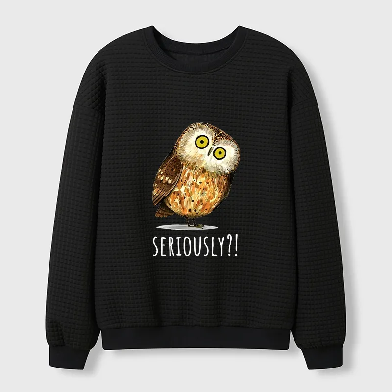 Tokyo-Tiger Seriously Confused Owl Meme Art Waffle Sweatshirt