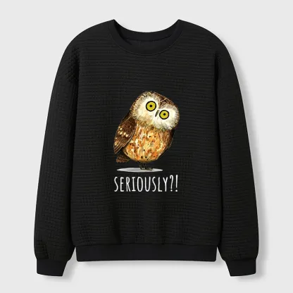 Tokyo-Tiger Seriously Confused Owl Meme Art Waffle Sweatshirt