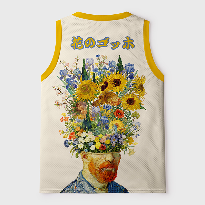 Tokyo-Tiger Floral Van Gogh Mesh Tank Top