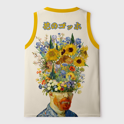 Tokyo-Tiger Floral Van Gogh Mesh Tank Top
