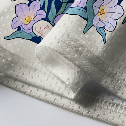 Tokyo-Tiger Sleeping Kittens Among Purple Blooms Mesh Jersey
