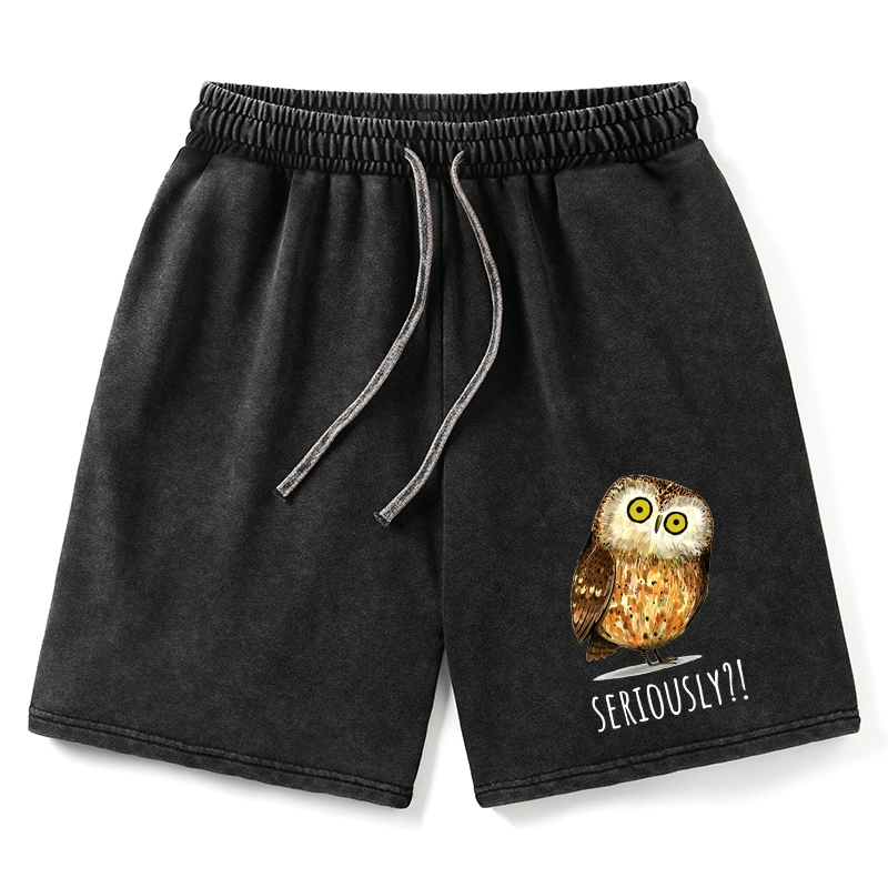 Tokyo-Tiger Seriously Confused Owl Meme Art Washed Shorts