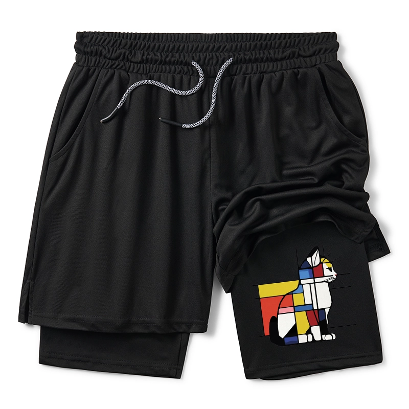 Tokyo-Tiger Geometric Cat Art In Primary Colors Training Shorts