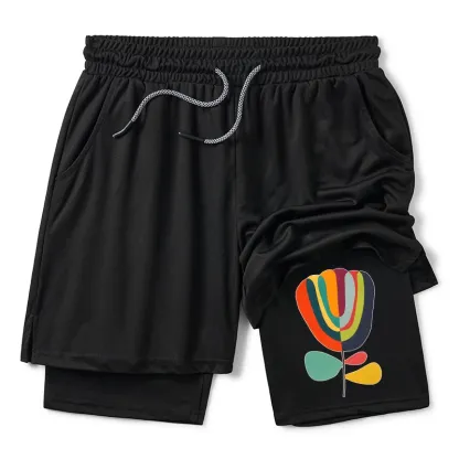 Tokyo-Tiger Colorful Flower Minimalist Print Training Shorts