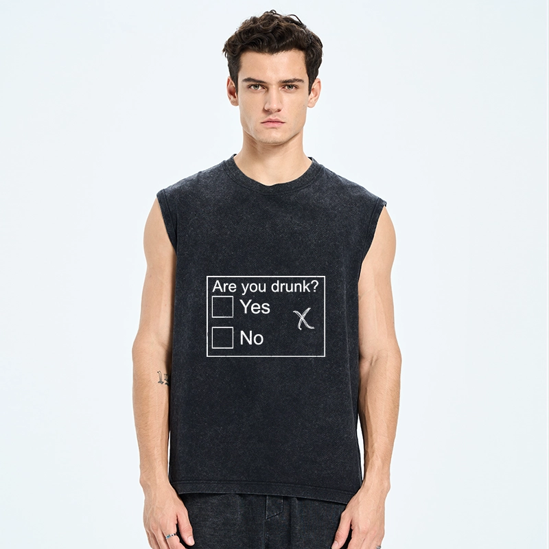 Tokyo-Tiger Confused Drunk Checkbox Graphic Washed Tank
