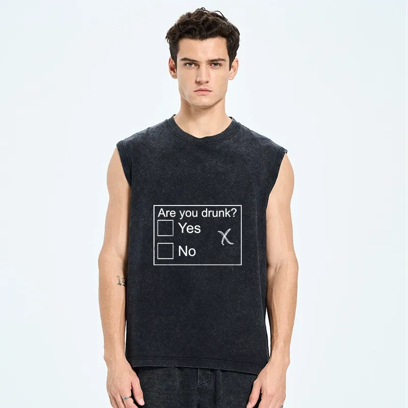 Tokyo-Tiger Confused Drunk Checkbox Graphic Washed Tank