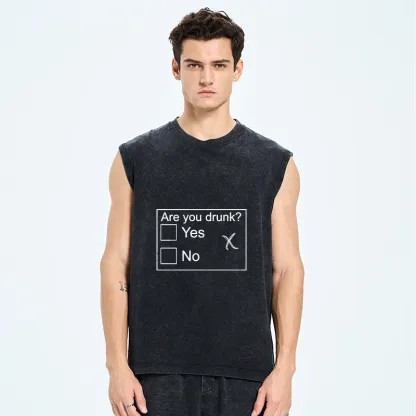 Tokyo-Tiger Confused Drunk Checkbox Graphic Washed Tank