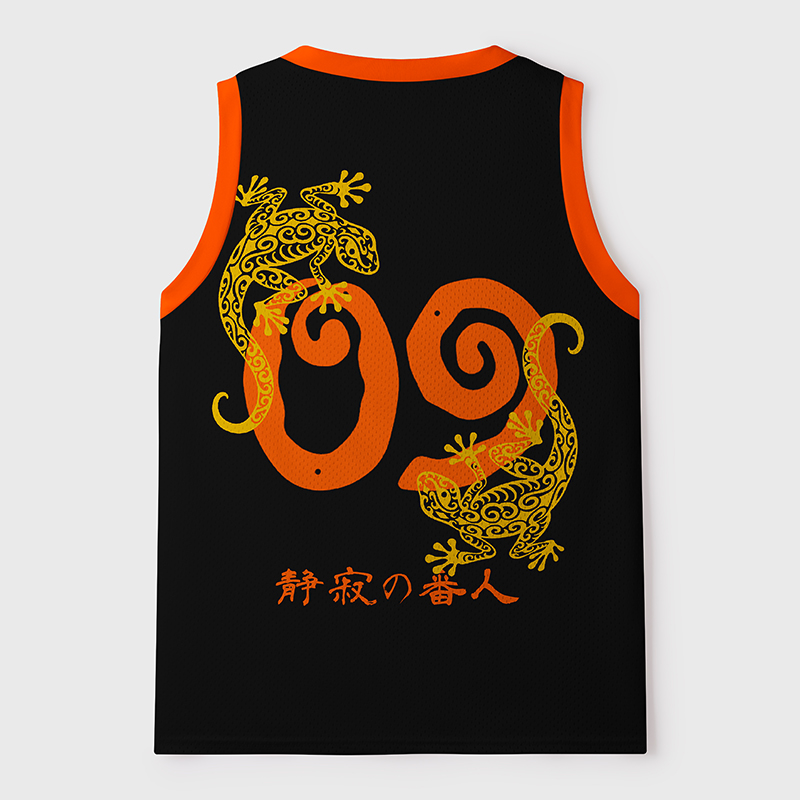 Tokyo-Tiger Retro Gecko Funny Mesh Tank Top