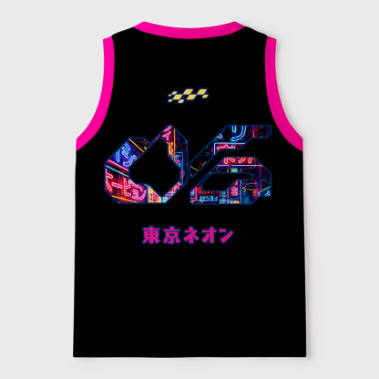 Tokyo-Tiger Neon Glow Of Tokyo Mesh Tank Top