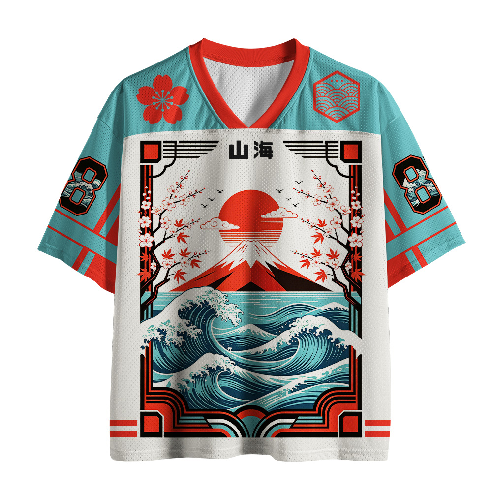 Tokyo-Tiger Mountains Seas Cherry Blossoms Mesh Jersey