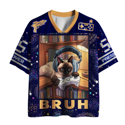 Tokyo-Tiger BRUH Gamer Siamese Cat Mesh Jersey