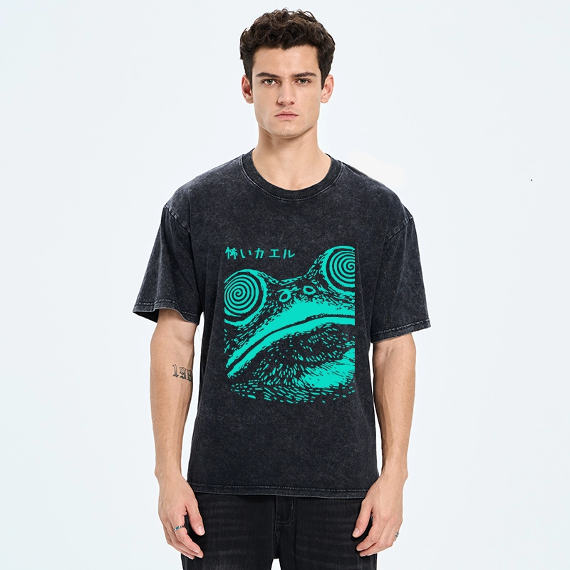 Tokyo-Tiger Spooky Japanese Frog Ukiyo Art Washed T-Shirt