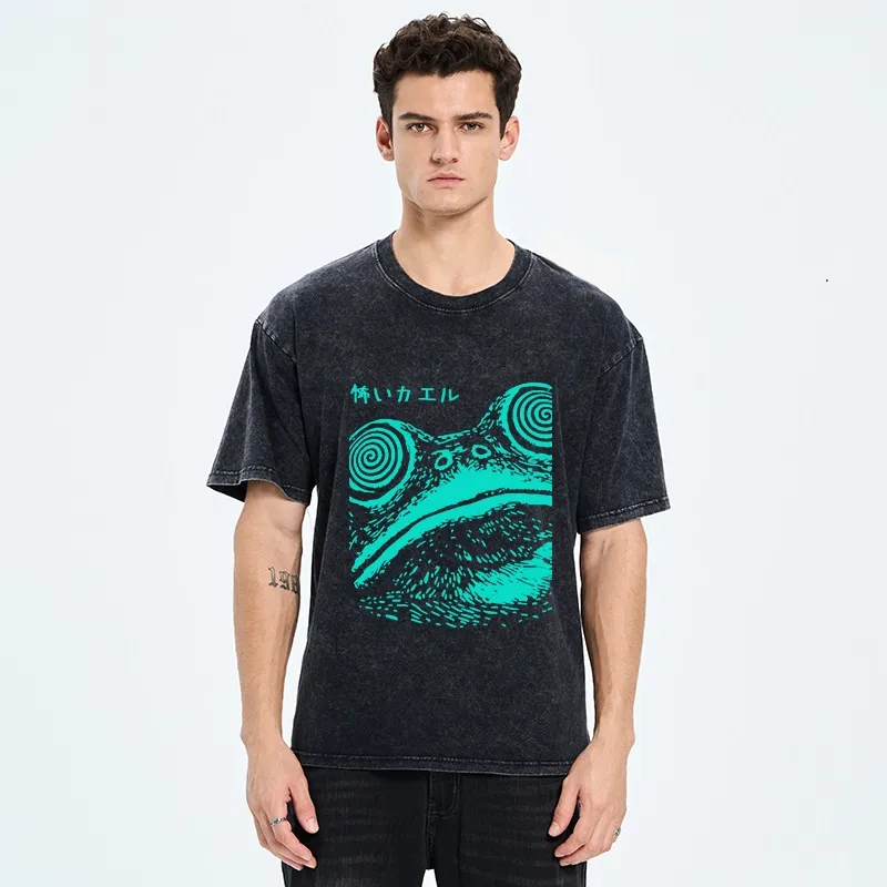 Tokyo-Tiger Spooky Japanese Frog Ukiyo Art Washed T-Shirt