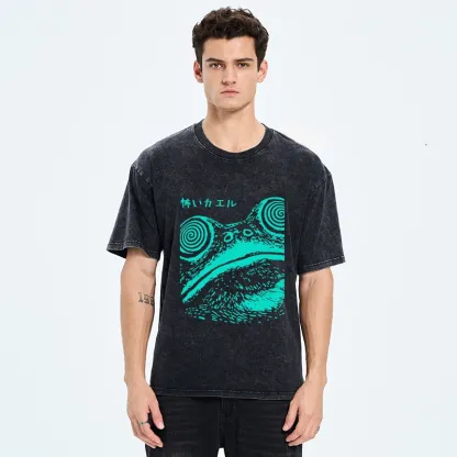 Tokyo-Tiger Spooky Japanese Frog Ukiyo Art Washed T-Shirt